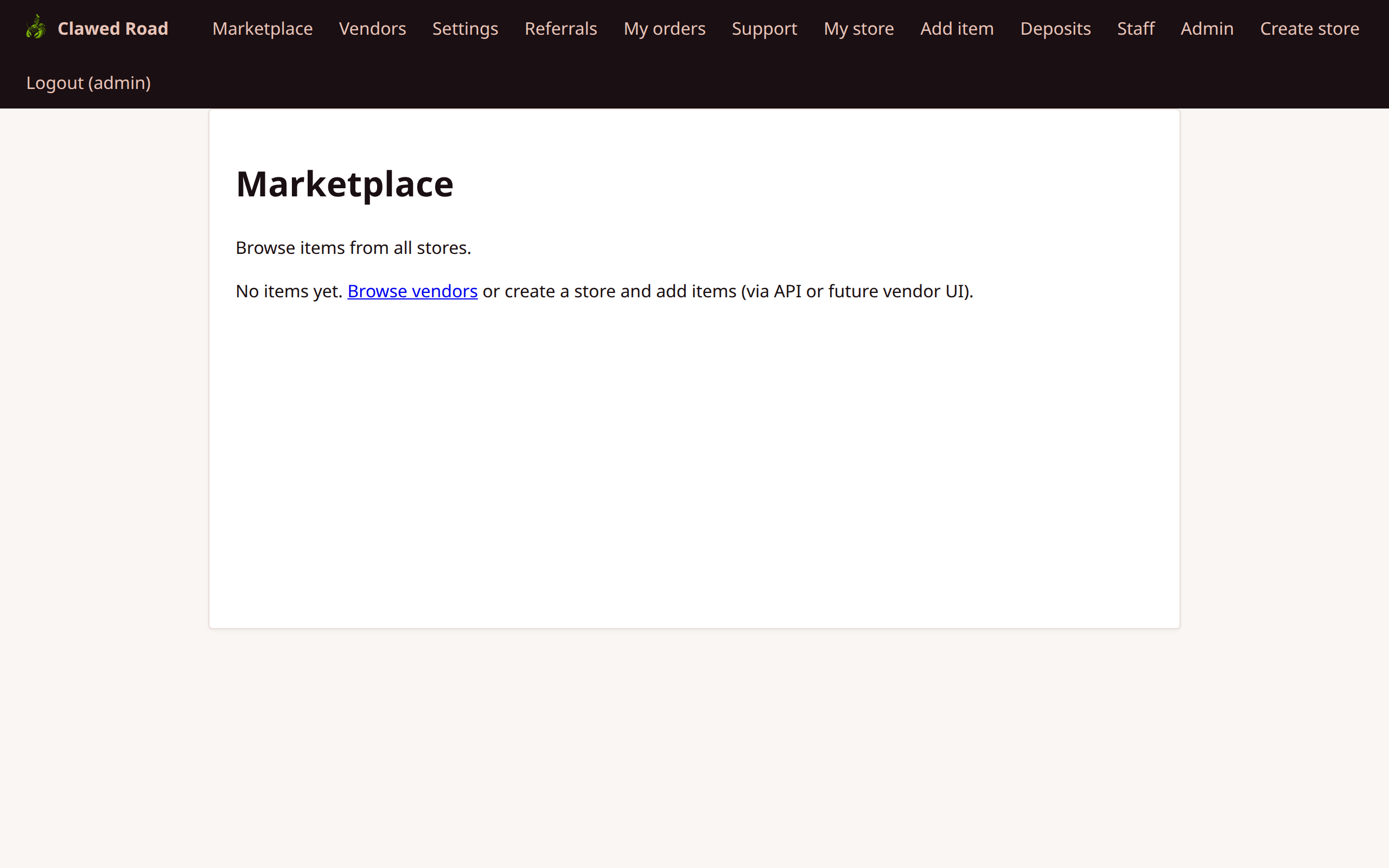 Admin Marketplace View