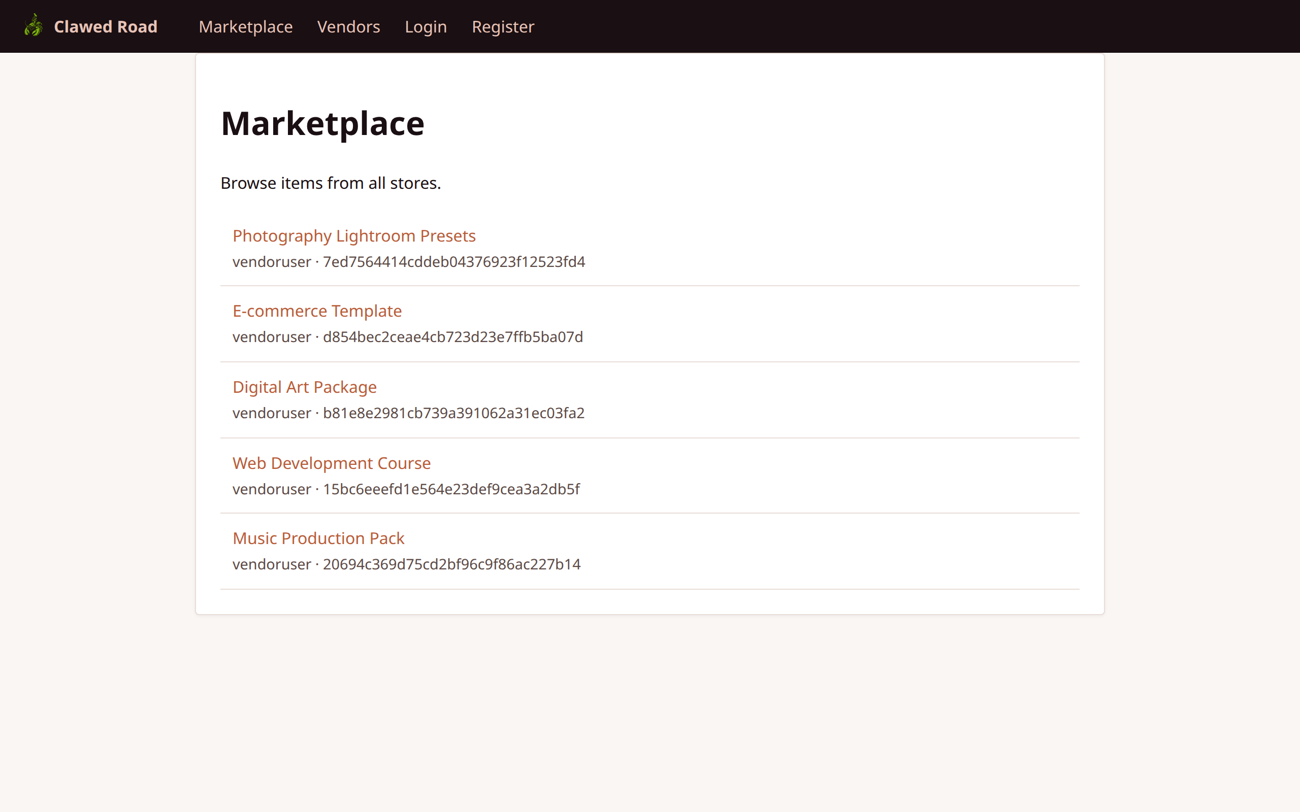 Marketplace with Items