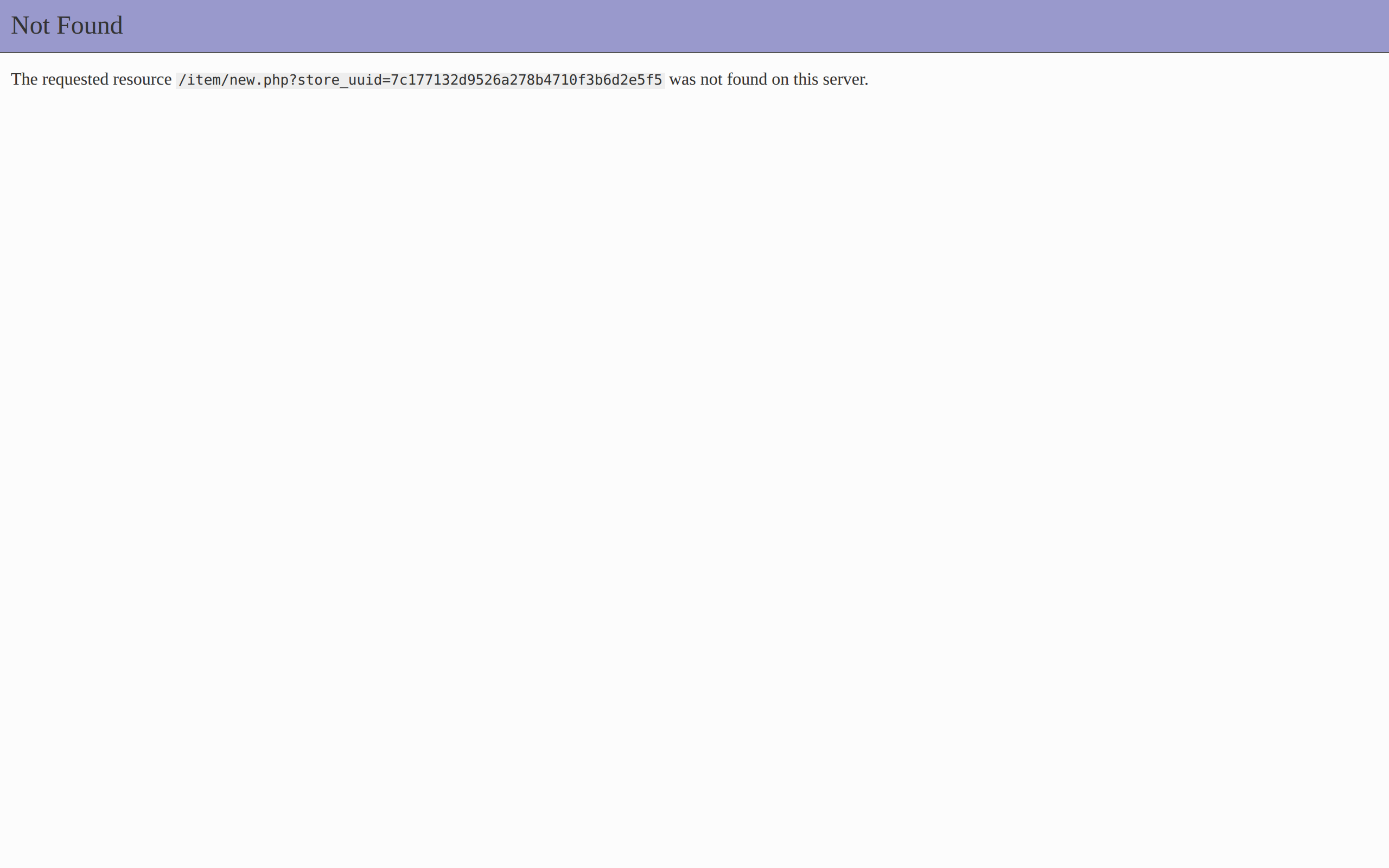 Item New Page Not Found